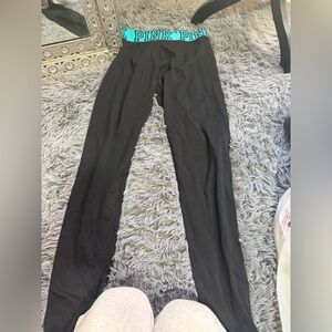 ⭐️VS PINK Black Leggings with Blue‎ Waistband